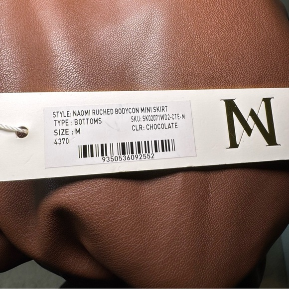 Meshki Brown SEXY Midi leather Skirt Size 2/4 - Picture 9 of 9